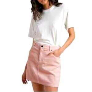 NWT Current/Elliott  Crystal Pink 5-Pocket Corduroy Mini Skirt Size 31